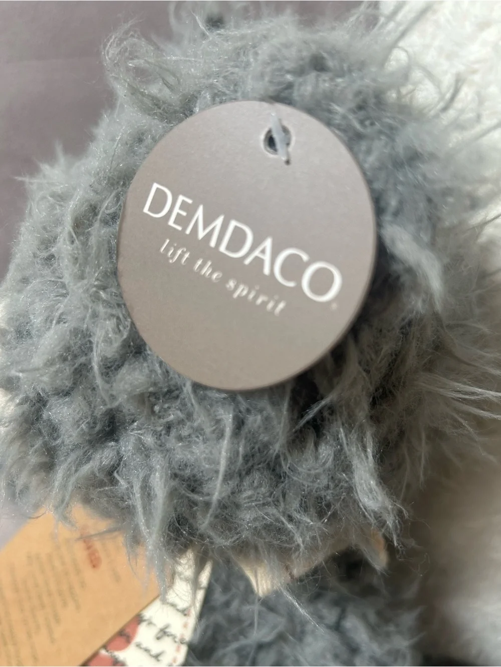 NWT Gray and Cream Shaggy Soft Plush Bear Friend with Cursive Love Messages
